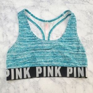 Victoria's Secret Pink Small Racerback‎ Sports Bra Teal Spacedye Light Support